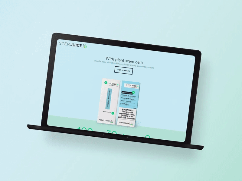 Web Design: Eco-Friendly Vape Brand animated animated website animation bright colorful creative landing page landing page design landing page mockup laptop mockup mockup template web web design website animation website design website mockup