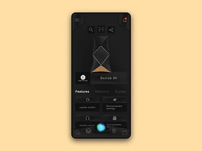 Dark theme Intelligent object control application AVA 2.0 app artificialintelligence black concept control dark dark ui darktheme interface minimal modern night mode objects shadow simple smarthome ui uiux ux voice assistant