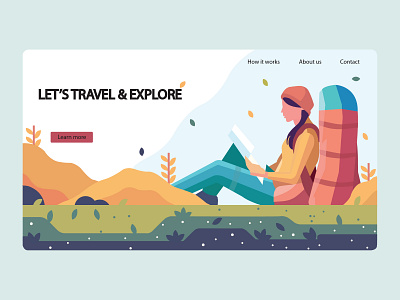 Lets Travel & experience 2020 adobe illustrator adobe photoshop art branding experience explore hill learn travel vector web illustration