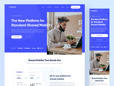 Mobitech - Landing Page analytic blue chart design designer interface landing page mobility platform responsive responsive design ui ui design uidesign ux ux design uxdesign web web design website