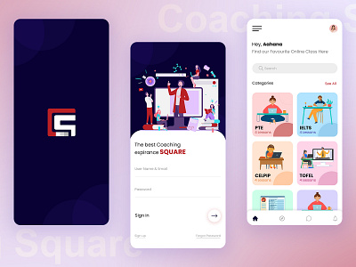 Coaching Square - Online Education app designer hire designer mobile app design mobile app ui mobile application