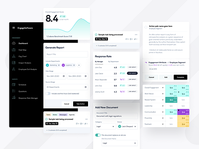 Employee Engagement Software app cards chart components design desktop employee engagement mobile task to do ui