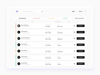 crm branding contacts crm design firstshot minimal nat.app nature personal relationship stayintouch ui uidesign ux uxdesign