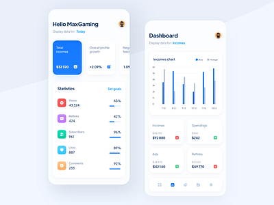 Video social media management platform app app application charts clean dashboard mobile mobile app mobile design mobile ui simple social media social media app statistics tiktok trending ui ux video white youtube