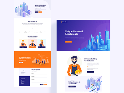 Real Estate | Landing Page Exploration apartment blue building design flat hotel house illustration interface landing page lease realestate realestate logo rent techcare trending ui ux web application design webapp