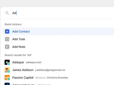 Light and Dark Quick Actions crm crm software dark dark mode light light mode modal product product design quick actions ui