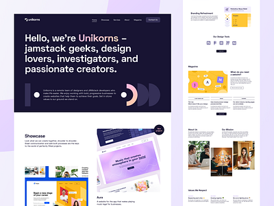 Unikorns Website - Main Page blog interface landing main page portfolio showcase ui unikorns ux web web design website