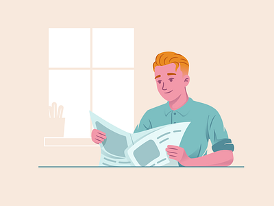 Reading Newspaper 2d illustration character character design flat illustration man newspaper reading vector