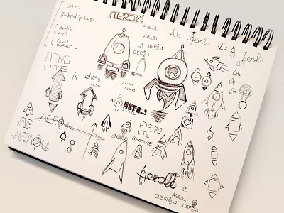 Sketches of Rocketship Logo | Aerolite | DLC01 aerolite dailylogochallenge logo logodlc rocketeship sketches