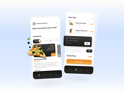 Delivery Food App app design food learning minimal mobile mobile app ux vector