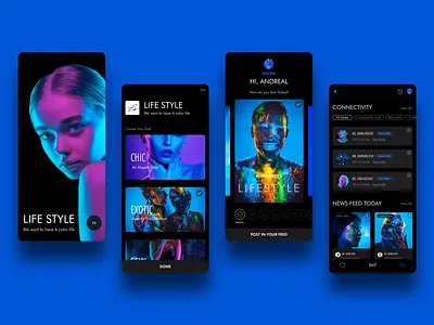Life Style App app app design creative design dark app dark mode design greatdesign lifestyle minimal mobile ui social network special ui ux