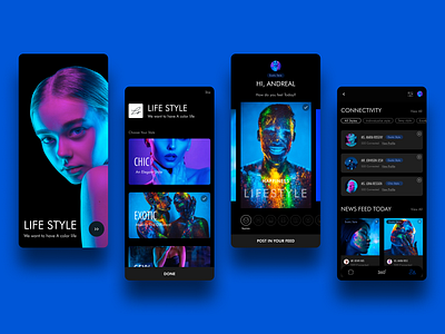 Life Style App app app design creative design dark app dark mode design greatdesign lifestyle minimal mobile ui social network special ui ux