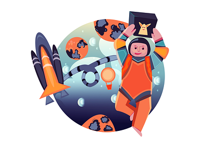 space illustration avatar cartoon character cartoon illustration digital art digital painting illustration portrait illustration ui ux vector