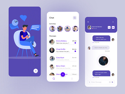 Chat App Design android app concept app design chat chating colorful conversation illustration ios app massage massanger send typography ui design userinterface ux design webdesign