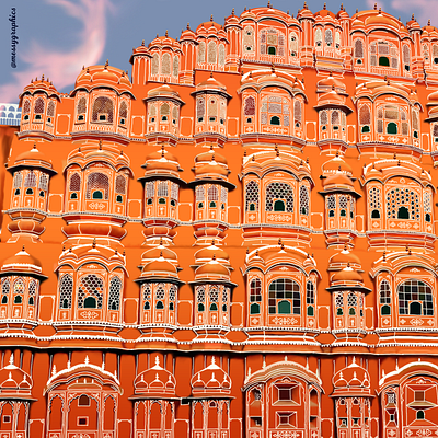 Hawa Mahal adobe digital hawa mahal illustration jaipur realistic