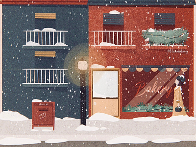 Happy holidays art balcony chic christmas city cute digital drawing girl illustration instagram love snow social street vector vintage winter