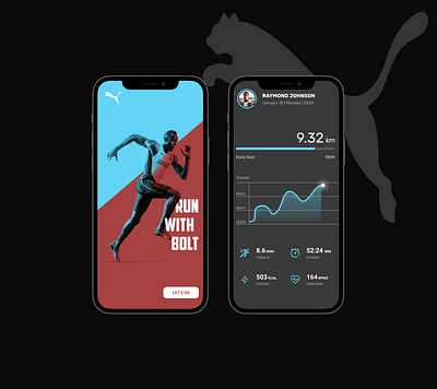 Puma Workout Tracker. clean colorful dailyuichallenge design minimal mobile app design mobile ui typography ui ux workout