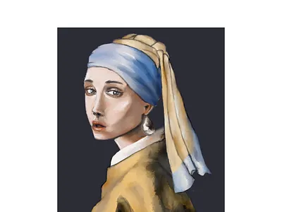 pearl earring girl adobe photoshop art artist artwork design digital painting drawing icon illustration minimal redesign