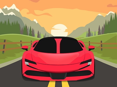 Sports Car Illustration art car cartoon illustraion illustrator sports car vector art