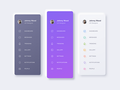 Navigation UI - Dark, Light & Color clean colors design icons left menu left navigation minimal mobile navigation modern nav icons navigation navigation bar navigation design navigation menu navigation trends navigation ui ux neumorphic design neumorphism ui ui ux