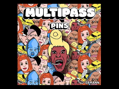 MULTIPASS : Enamel Pin 4 adobe design ermann ermanngraphic fifth element graphic graphicdesign graphicdesigner illustrator pins