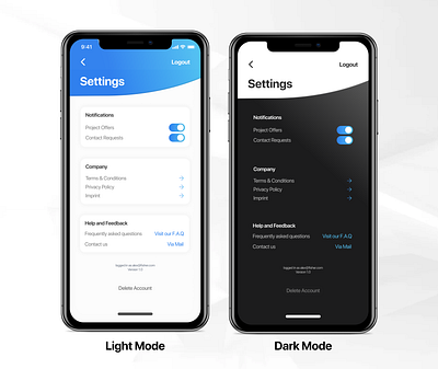 Dribbble UI Challenge 07 app blue daily dailyuichallenge design mobile settings ui ux