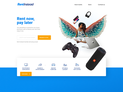 Landing page for Rental management branding e commerce shop landing page minimal rental responsive shibupavizha webapp website design