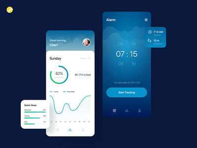 Emfit AppUI alarm clock analysis android app app design app ui beauty design fitness health app healthcare ios app minimalistic mobile design sleep app sleep tracker ui ui ux design user friendly ux visual