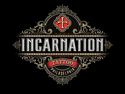 Incarnation tattoo custom lettering handlettering identity lettering logo logotype typography vector victorkevruh vintage