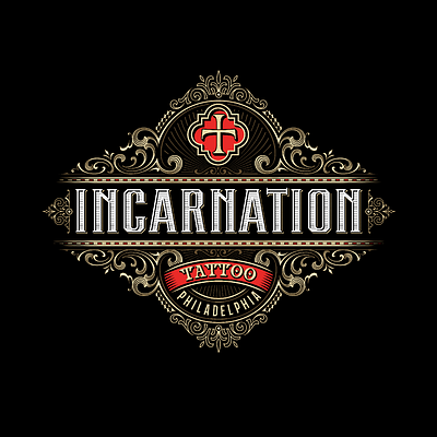 Incarnation tattoo custom lettering handlettering identity lettering logo logotype typography vector victorkevruh vintage