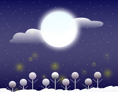 Winter Snowfall illustration fireflies illustration moonlight snow snowfall snowflake winter