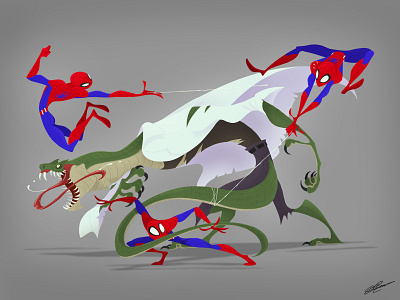 SPIDERMAN VS LIZARD character character design dessin drawing fan art fanart illustration illustration art lizard marvel marvel studios marvelcomics peter parker spiderman superhero