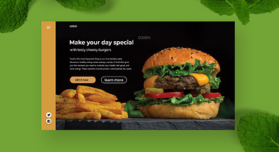 landing page for Fresh Burgers attractive branding creative design design flat foodie landing page design minimal minimalist typography ui ux website