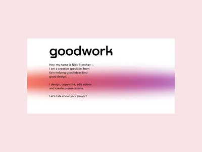 goodwork readymag landing colour gradient landing landing page minimalist readymag text ui ux