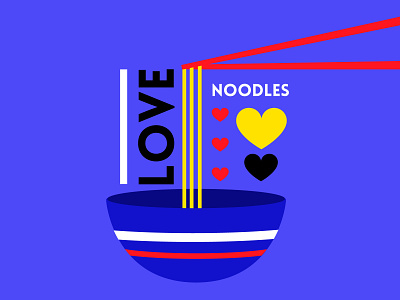 I love Nooodles bowl chopsticks food happy hearts illustration love noodles