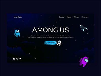 Among Us Landing Page among us concept design games illustration imposter ui uiux web web design website website design