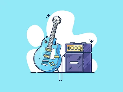 Electric Guitar adobe art cartoon clean color creative designer dribbble flat graphic graphic design guitar illustration illustrator modern music portfolio shot simple