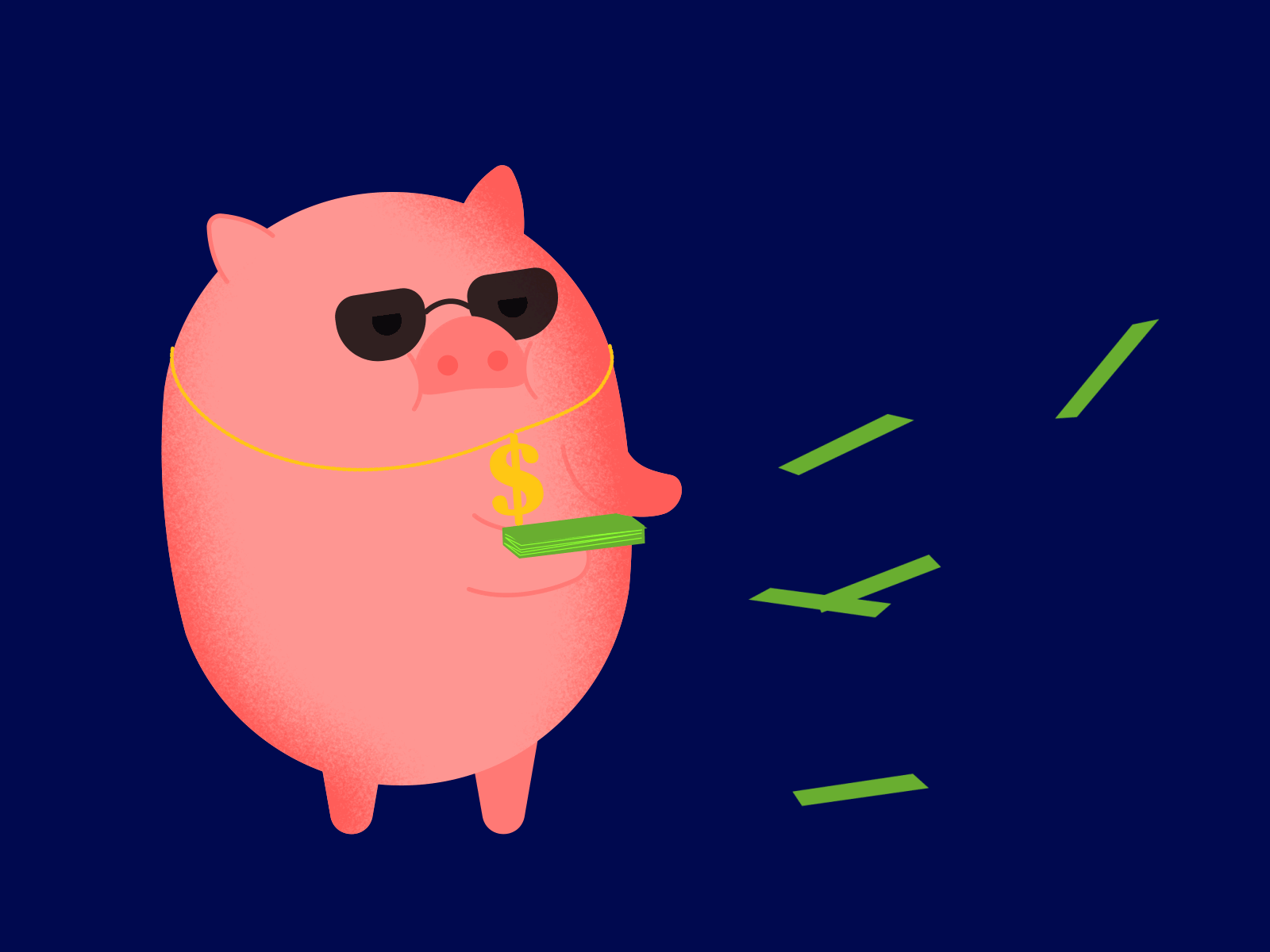 Gangta Pig adobe illustrator after effect aftereffects animal animation animation after effects coin design finance funny gif happy illustration money motion design motion graphic motiondesign motiongraphics pet pig