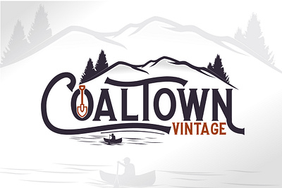 Coaltown Vinatage boat coal logo logo design mountain river tree vintage