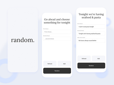 Random. A Decision Making App! android app choose clean decide decision decisions food games ios just for fun movies pick places productivity random randomize ui ux web