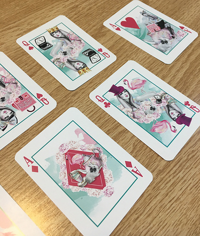 Fashion themed playing cards digital art fundraising print production