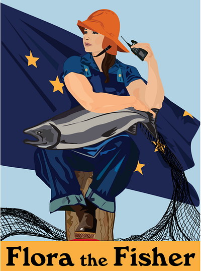 Flora the Fisher digital illustrator