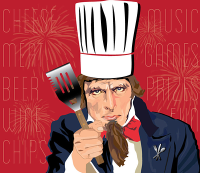 4th of July BBQ with Uncle Same digital painting digital portriat digitalart uncle sam