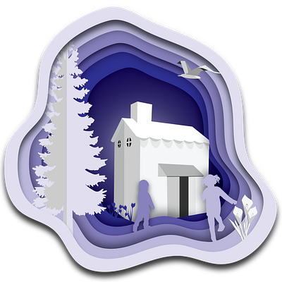 Artwork to help the homeless | Nonprofit children house illustration digital kids papercut