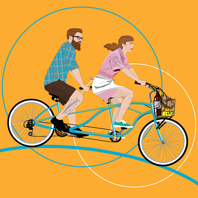 Tandem bicycle digital illustration