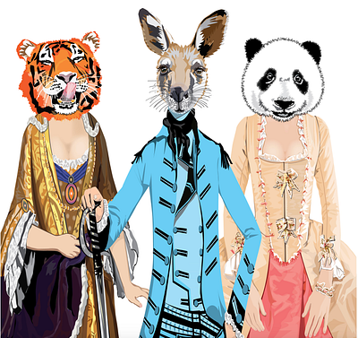 Animals in human clothing digital arts illustrations