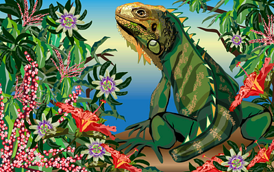 Digital artwork of an iguana for iPad children's book digital art digital artist ipad kids illustration