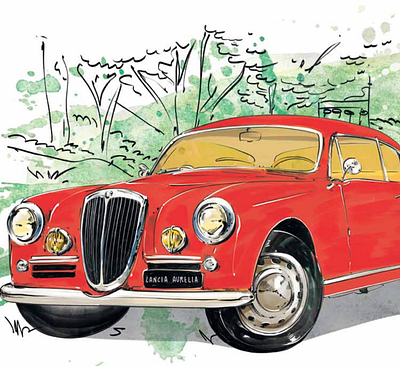 Country Life Magazine american automobile car cars drawing editorial fashion illustration fast hand drawn lamborghini luxury magazine muscle retro travel vintage watercolor