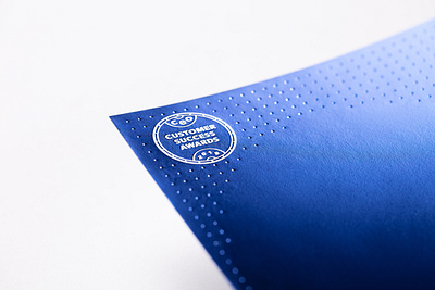 Intuit Customer Success Award - Invitation blue branding collaterals design embossing identity intivation intuit layout paper play print printing techniques san francisco stationary