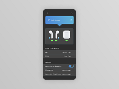 Settings | Daily UI 007. airpods app design app ui apple daily ui 007 daily ui challenge dailyui mobile settings mobile ui settings ui user interface